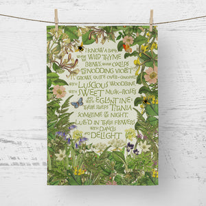 Tea-towel - I know a bank where the wild thyme blows...Midsummer Night's Dream - William Shakespeare