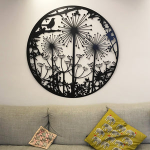 Wall Art - Hedgerow with Blackbird, Alliums and Cow Parsley