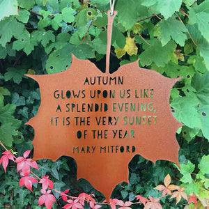 Leaf Quote - Autumn glows upon us like a splendid evening; it is the very sunset of the year - Mary Mitford