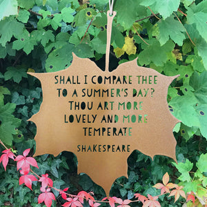 Leaf Quote - Shall I compare thee to a Summer's day? - William Shakespeare