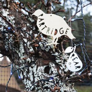 Christmas Decorations - Metal - a partridge in a pear tree and the twelve days of Christmas