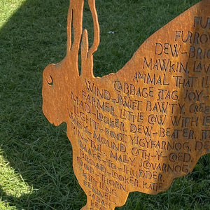 The Names of a Hare - Leaping Sculpture - Rust