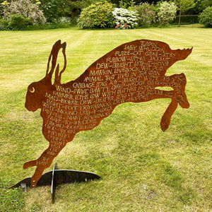 The Names of a Hare - Leaping Sculpture - Rust