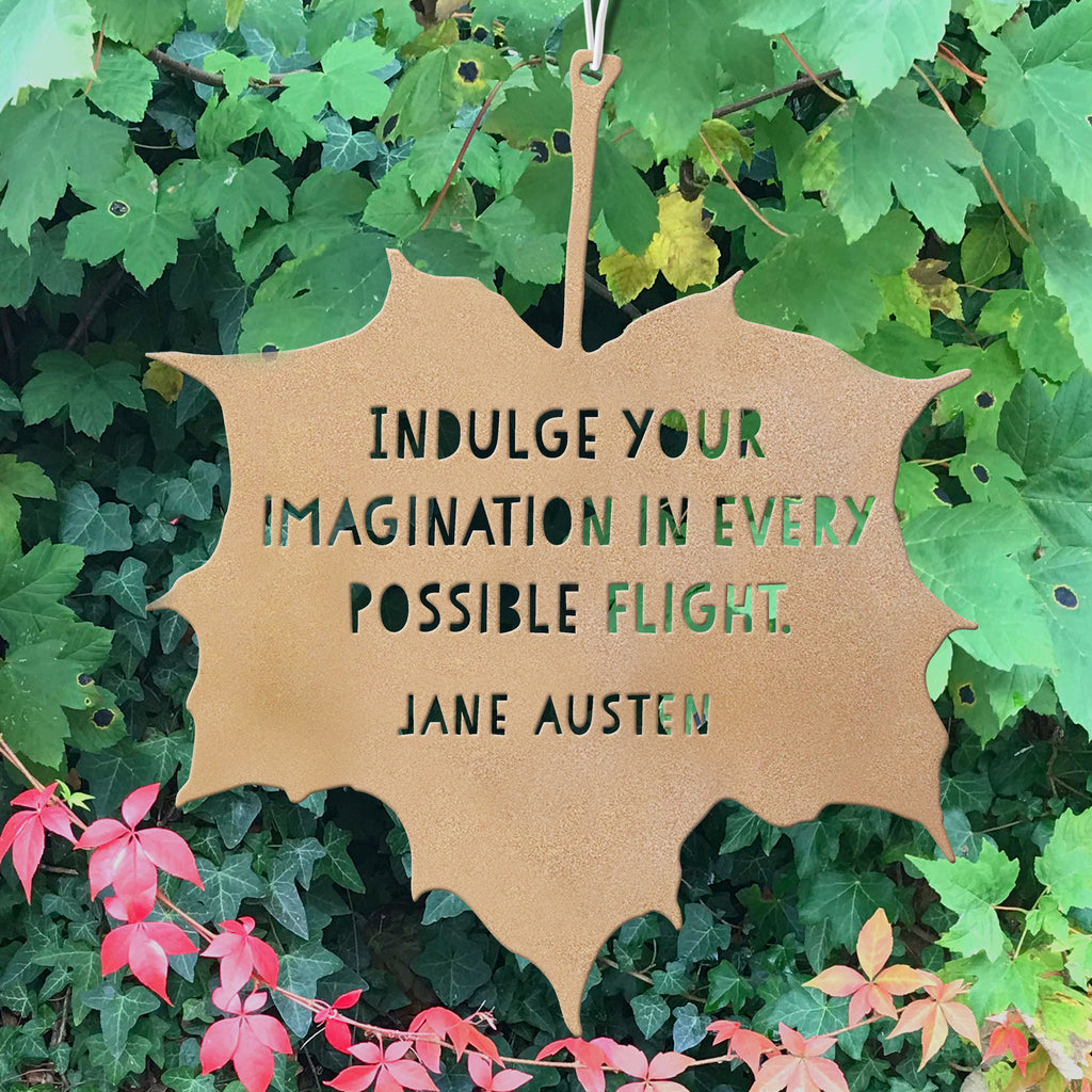 Leaf Quote - Indulge your imagination in every possible flight - Jane Austen