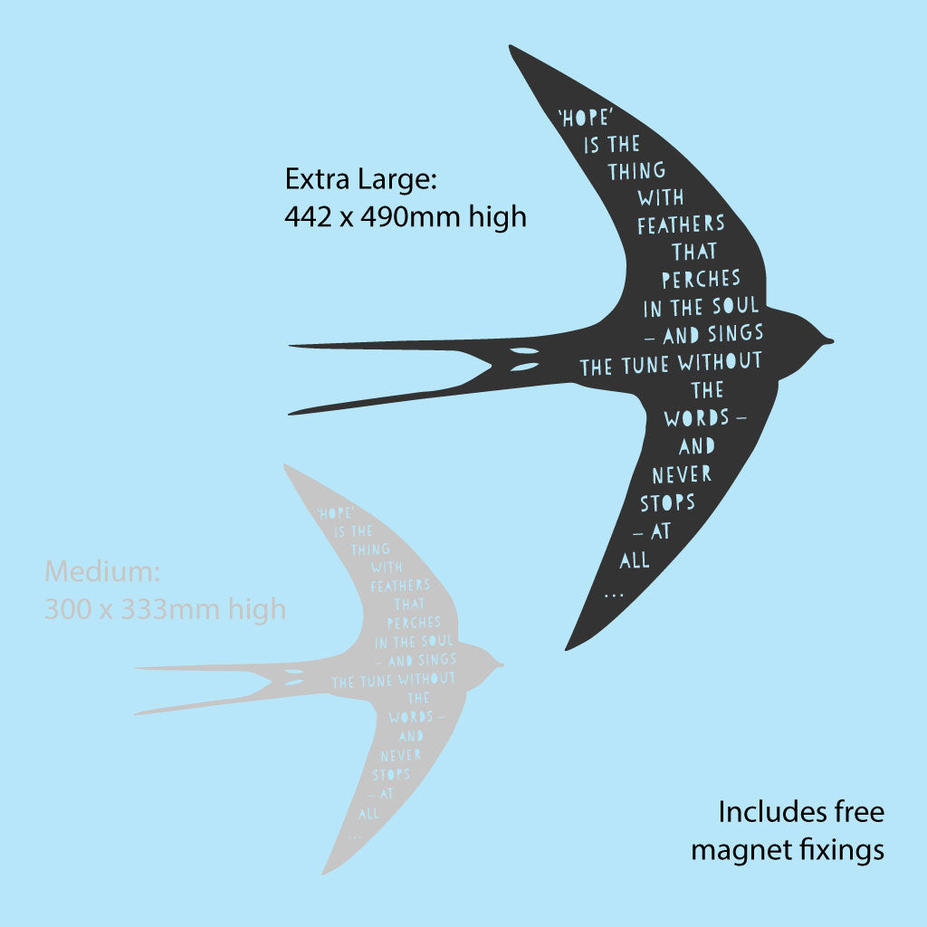 Bird - Swallow - with poetry - Hope is the thing with feathers - Emily Dickinson - Extra large