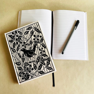 Notebook - Blackbird Linocut by Genny Early