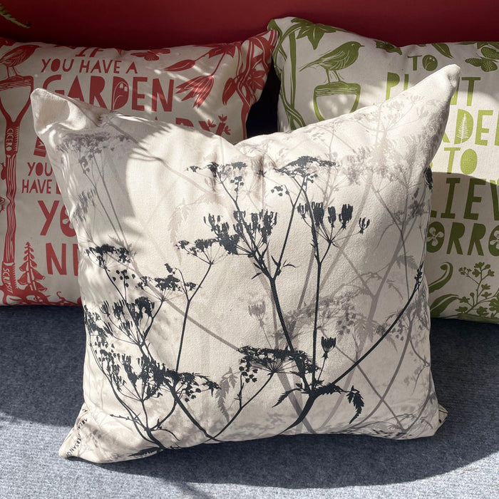 Cushion - Oxfordshire Cow Parsley in greys
