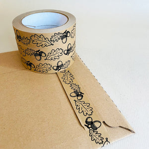 Kraft Paper Tape - Oak leaves and acorns