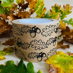 Kraft Paper Tape - Oak leaves and acorns