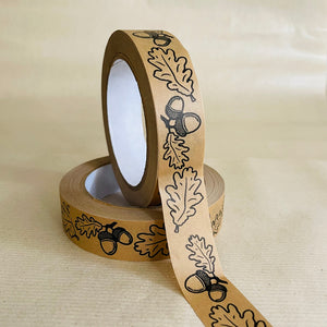 Kraft Paper Tape - Oak leaves and acorns