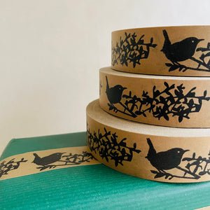 Kraft Paper Tape - Wren with hedgerow