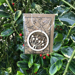 Christmas Decorations - Blackbird and Hedgerow - Layered Poplar Ply