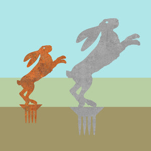 Hare Boxing - Sculptures - Rust