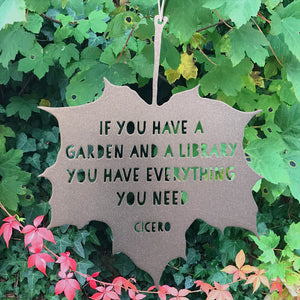Handcrafted Wooden Bookmark With Tassel - Cicero 'A Library And Garden Are Everything' Quote, Laser Engraved