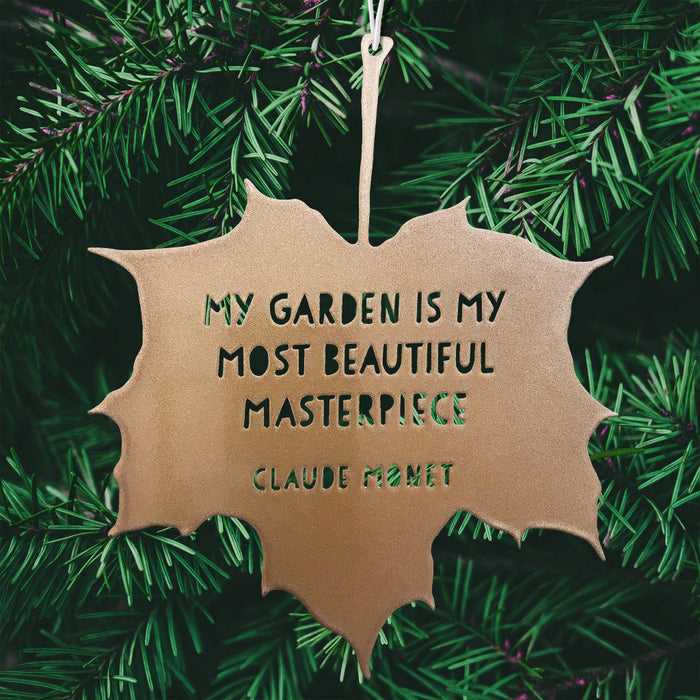 Leaf Quote - My garden is my most beautiful masterpiece - Claude Monet