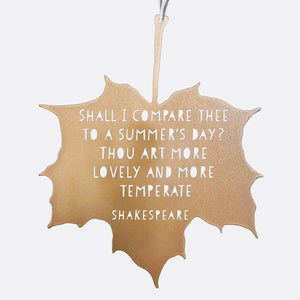 Leaf Quote - Shall I compare thee to a Summer's day? - William Shakespeare