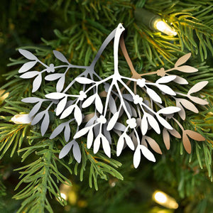 Christmas Decorations - Mistletoe - Three pieces in gold, silver, cream - metal