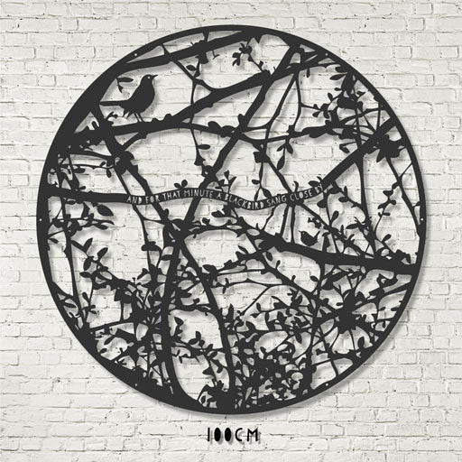 Wall Art - Hedgerow with Edward Thomas Adlestrop quote - and for that minute a blackbird sang