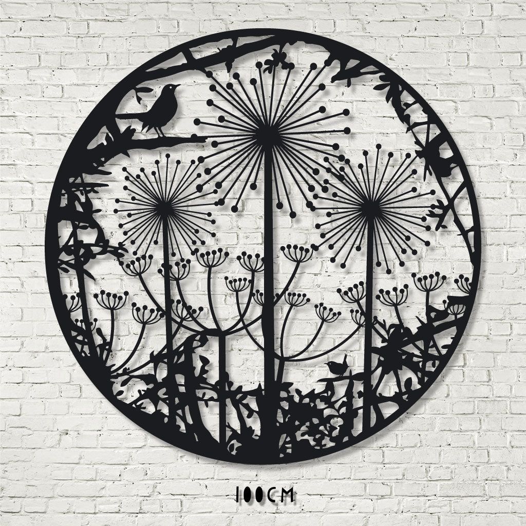 Wall Art - Hedgerow with Blackbird, Alliums and Cow Parsley