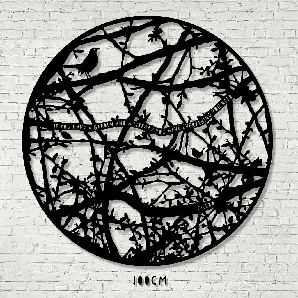 Wall Art - Hedgerow with Cicero quote - If you have a garden and a library you have everything you need