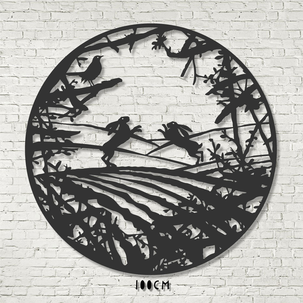 Wall Art - Hares boxing in a field