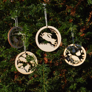 Christmas Decorations - Boxing Hare in field with woods - Layered Poplar EcoPly
